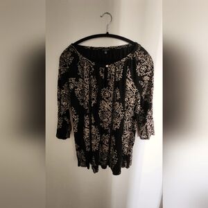 Lucky Brand black and tan damask print tunic